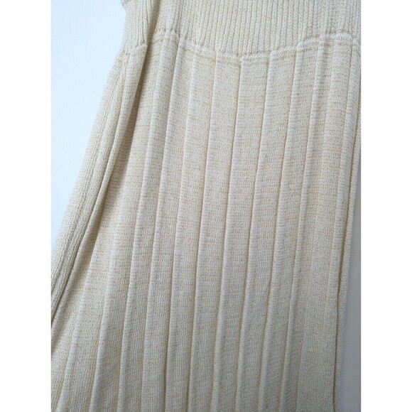 Sweater Project Dress Womens Large Ivory Shimmer Pleated Y2K - Picture 5 of 10